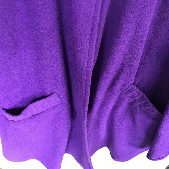 LeModa Poncho Cape Purple Collared Knee Length Open Front Pre-Owned - Picture 9 of 12